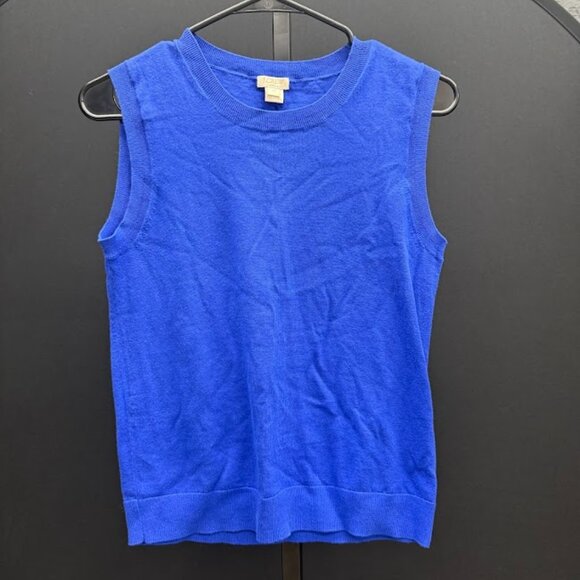 J. Crew Blue Cotton Sleeveless Sweater Tank - Picture 1 of 5